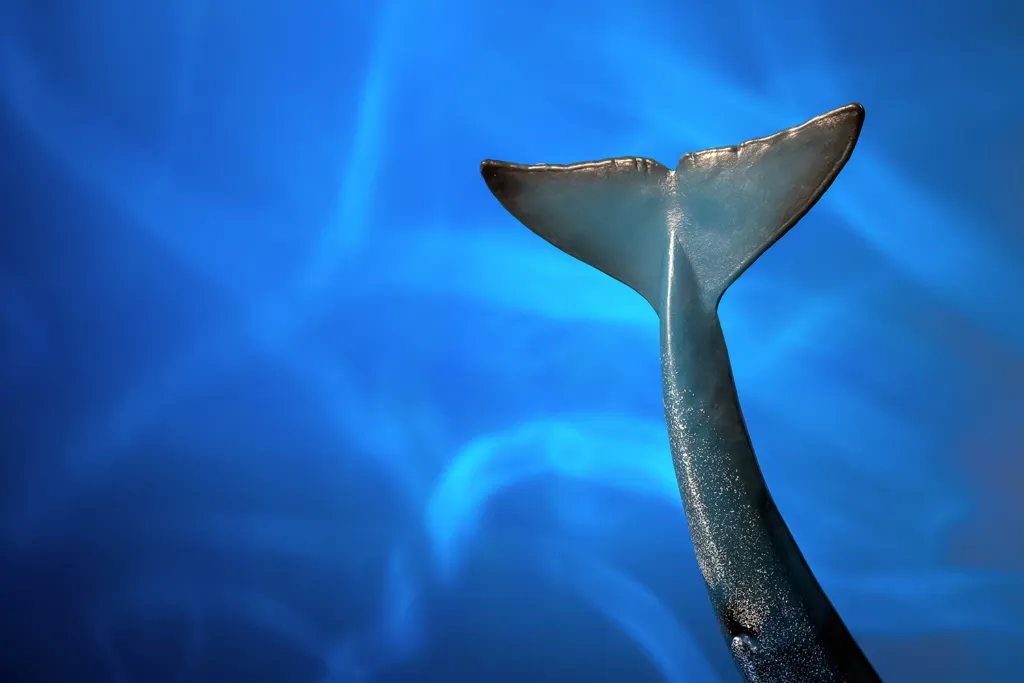 Close up of a tail of toy whale